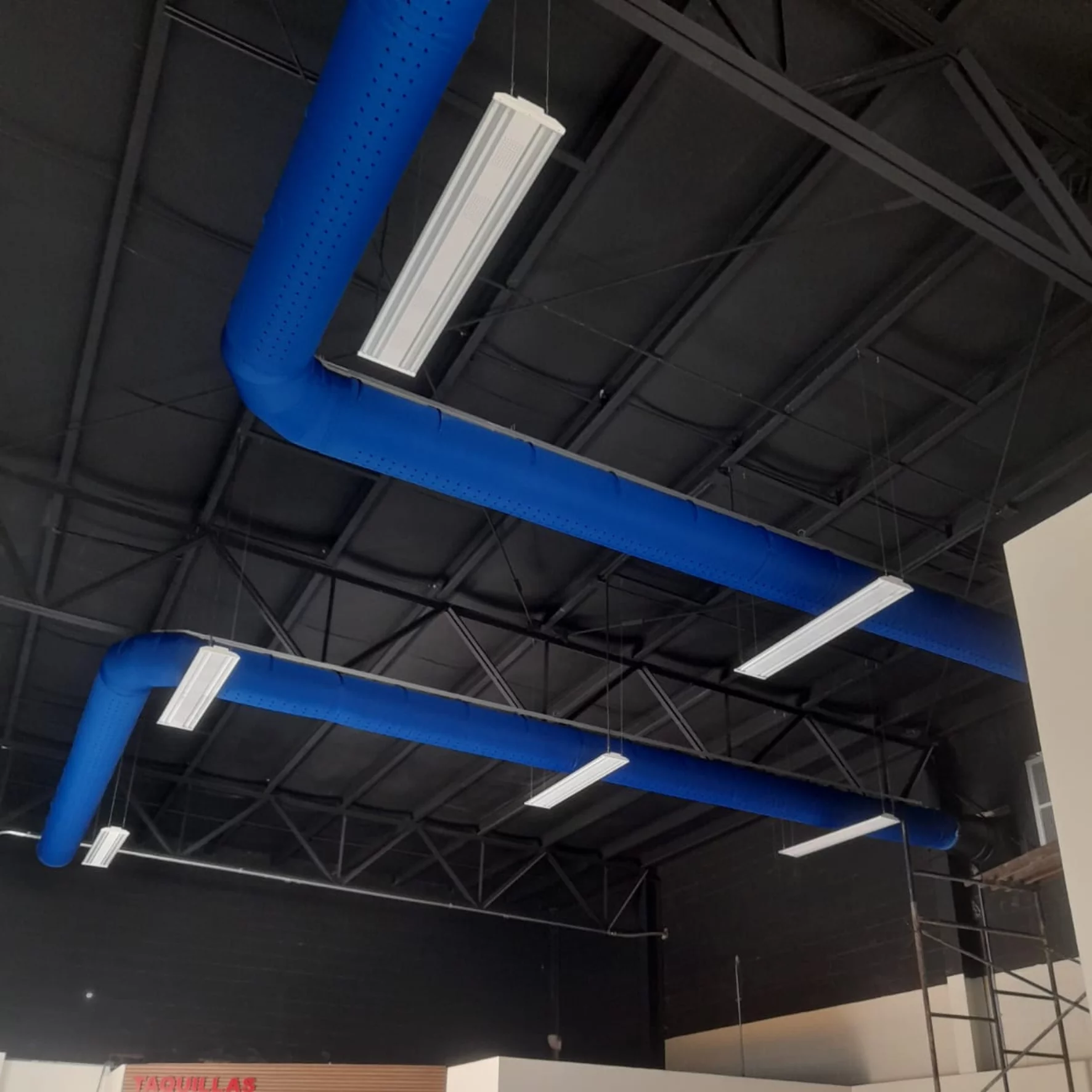 Blue commercial duct system installed in Sonora Bus Station, US