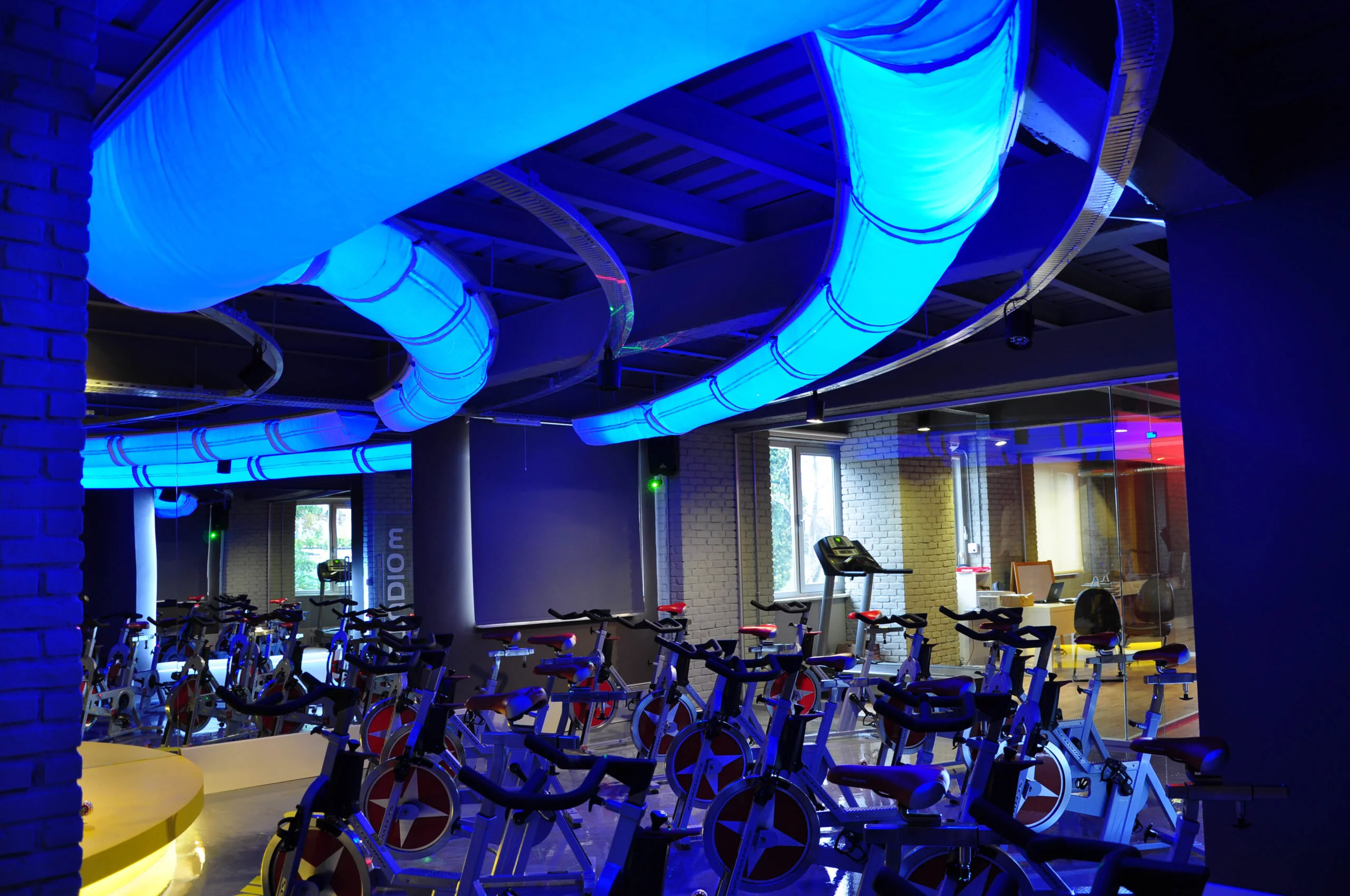 Neon HVAC fabric ducts in Maya Sport Fitness Club, TR