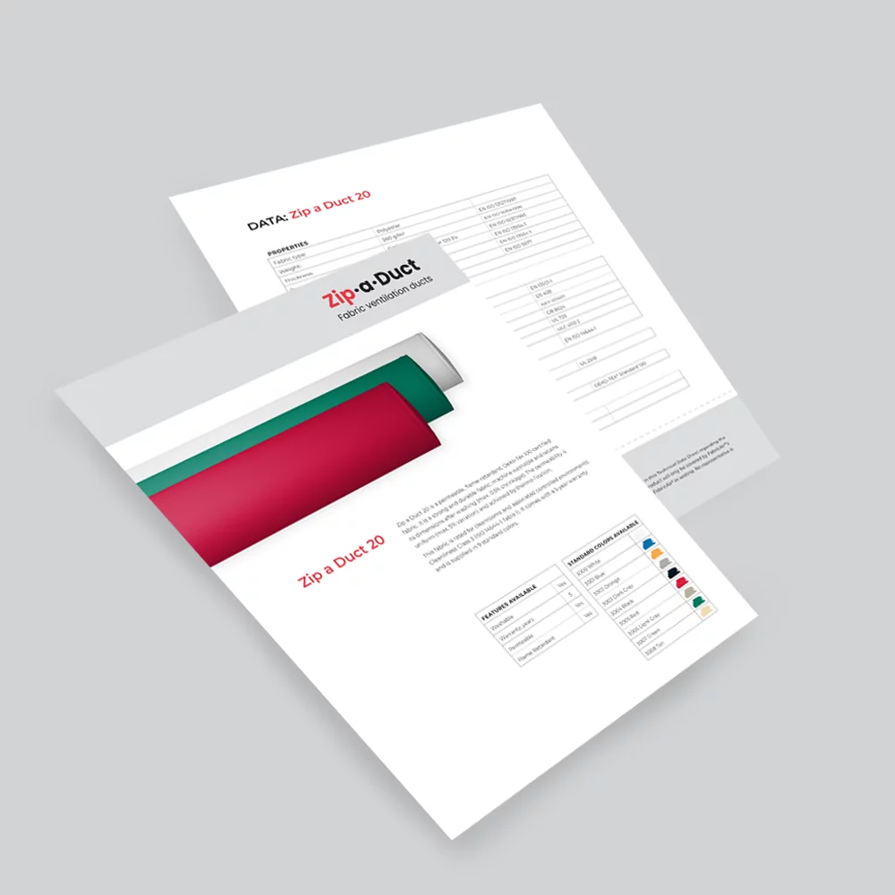 Zip-a-duct data sheets